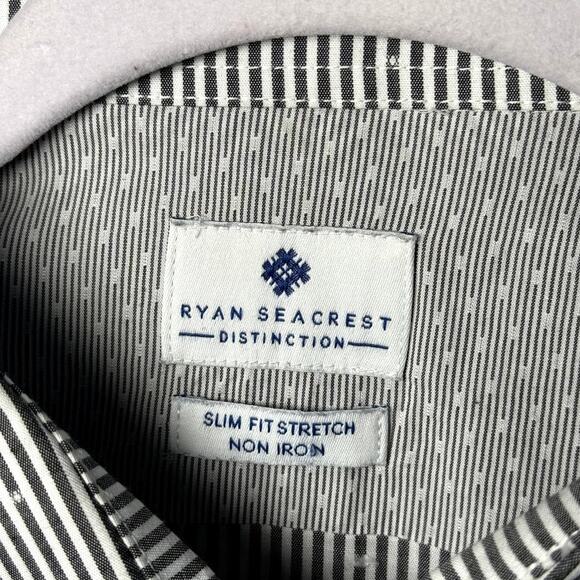 RYAN SEACREST DISTINCTION SLIM FIT GRAY/WHITE BUTTON DOWN SHIRT SIZE 32/33 - Picture 8 of 12